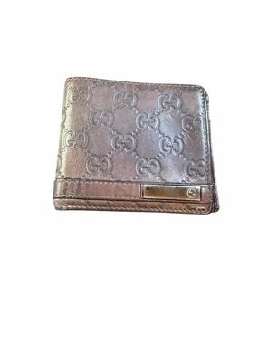 Gucci Microguccissima Brown Leather Bifold Wallet w/ Coin Pocket